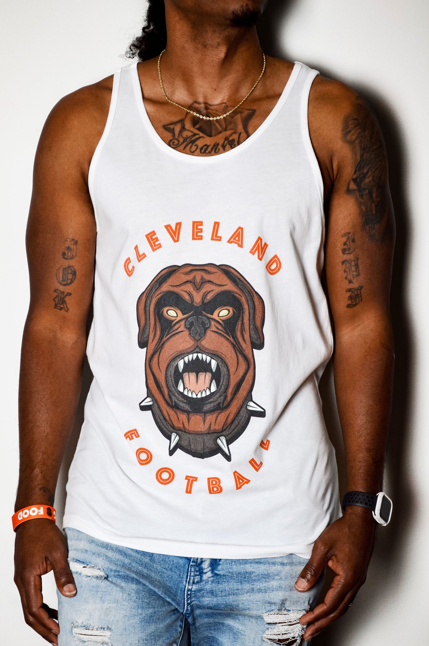 Dawg Food Slim Fit White Tank Top